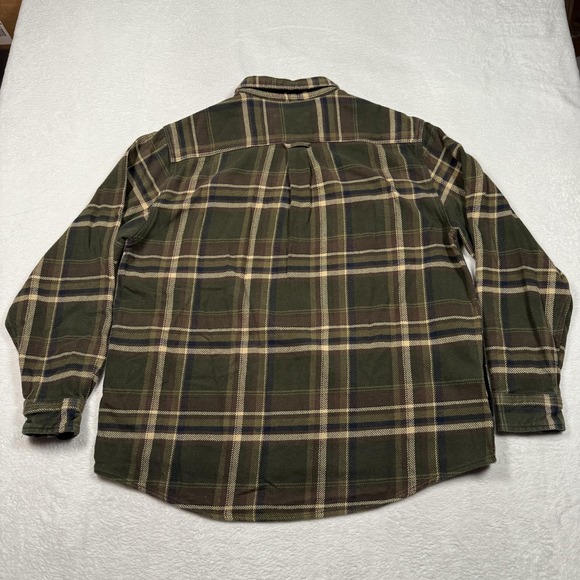 Orvis Flannel Shirt Mens 2XL Long Sleeve Green Plaid Button Front Pockets Twill - Picture 4 of 9